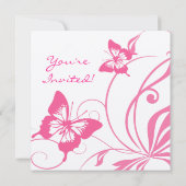 Faire-part de mariage à papillon rose et blanc (Dos)