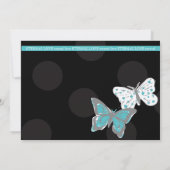Faire-part de mariage à papillon Turquoise et noir (Dos)