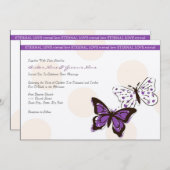 Faire-part de mariage à papillon violet et blanc C (Devant / Derrière)