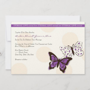 Faire-part de mariage à papillon violet et blanc C