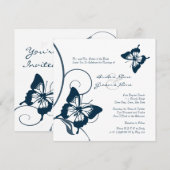 Faire-part de mariage à papillons bleus et blancs (Devant / Derrière)
