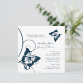 Faire-part de mariage à papillons bleus et blancs (Debout devant)