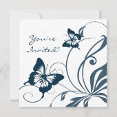 Faire-part de mariage à papillons bleus et blancs (Dos)