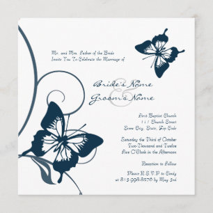 Faire-part de mariage à papillons bleus et blancs