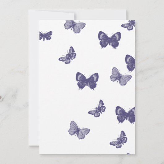 Faire-part de mariage à papillons mauves et blancs (Dos)