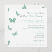Faire-part de mariage à papillons verts et blancs (Devant / Derrière)