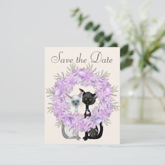 Faire-part de mariage à Pâques avec des chats mign (Debout devant)