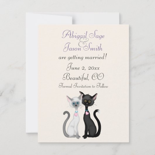 Faire-part de mariage à Pâques avec des chats mign (Dos)