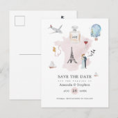 Faire-part de mariage à Paris aquarelle (Devant / Derrière)