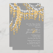 Faire-part de mariage à perles jaunes et grises (Devant / Derrière)