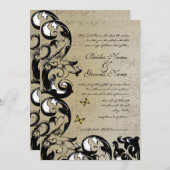 Faire-part de mariage à perruque à papillon jaune (Devant / Derrière)