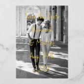 Faire-part de mariage à photo tendance avec feuill (Recto)