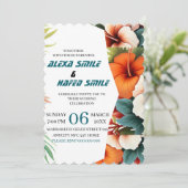 Faire-part de mariage à plis avec fleurs sauvages, (Debout devant)