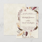 Faire-part de mariage à plumes boho (Devant / Derrière)