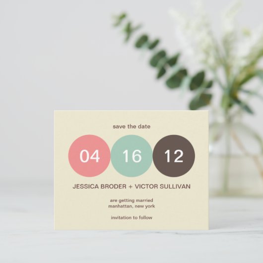 Faire-part de mariage à points pastel écru enregis (Debout devant)