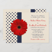 Faire-part de mariage à points Polka Marine et Cha (Devant / Derrière)