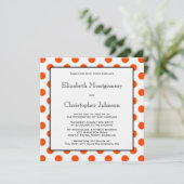 Faire-part de mariage à points Polka orange et bla (Debout devant)