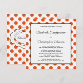 Faire-part de mariage à points Polka orange et bla (Devant / Derrière)