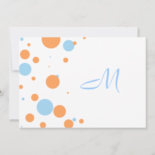 Faire-part de mariage à points Polka orange et ble (Dos)