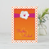 Faire-part de mariage à points Polka orange et ros (Debout devant)