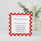 Faire-part de mariage à points polka rouge et blan (Debout devant)