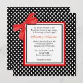 Faire-part de mariage à points polka rouge et noir (Devant / Derrière)
