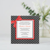 Faire-part de mariage à points polka rouge et noir (Debout devant)