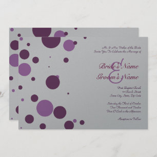 Faire-part de mariage à points Polka violet et arg