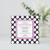 Faire-part de mariage à points rose et noir (Debout devant)