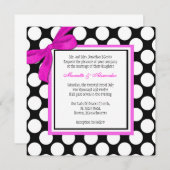Faire-part de mariage à points rose et noir (Devant / Derrière)