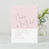 Faire-part de mariage à rayure rose minimale (Debout devant)