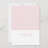 Faire-part de mariage à rayure rose minimale (Dos)