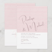 Faire-part de mariage à rayure rose minimale (Devant / Derrière)