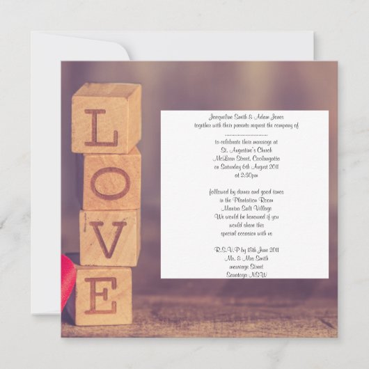 Faire-part de mariage à rayures (Devant)