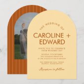 Faire-part de mariage à rayures à arc rétro (Devant / Derrière)