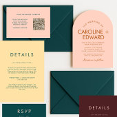 Faire-part de mariage à rayures à arc rétro