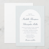 Faire-part de mariage à rayures bleu clair et arch (Devant / Derrière)