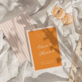 Faire-part de mariage à rayures rose orange