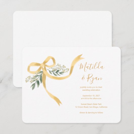 Faire-part de mariage à ruban (Devant / Derrière)