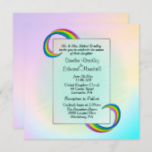 Faire-part de mariage à ruban arc-en-ciel (Devant / Derrière)