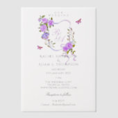 Faire-part de mariage à ruban de rose violet avec  (Recto)