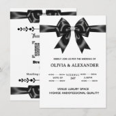 Faire-part de mariage à ruban élégant avec nœud en (Devant / Derrière)