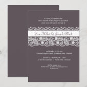 Faire-part de mariage à ruban en dentelle (Devant / Derrière)