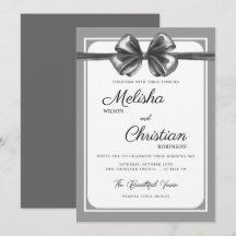 Faire-part de mariage à ruban noir luxueux.