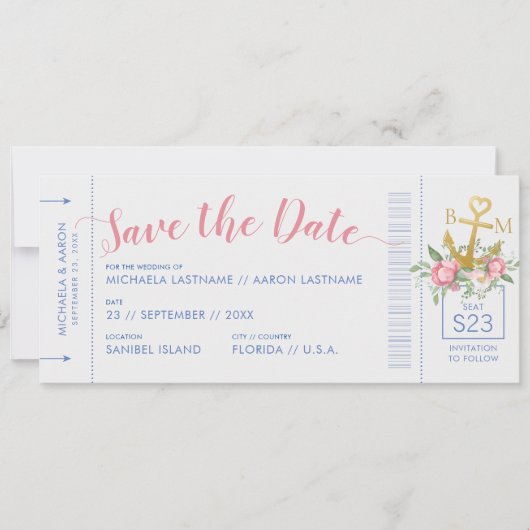 Faire-Part de Mariage à save the Date de Yacht Clu (Devant)