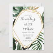 Faire-part de mariage à script de verdure sur la p (Devant)