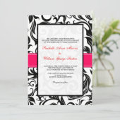 Faire-part de mariage à spirale noire et rose (Debout devant)