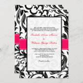 Faire-part de mariage à spirale noire et rose (Devant / Derrière)