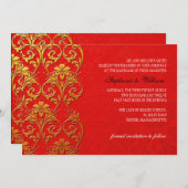 Faire-part de mariage à spirale rouge et or (Devant / Derrière)