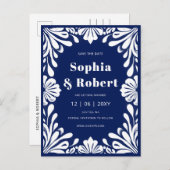 Faire-part de mariage à Talavera Bleu de la Marine (Devant / Derrière)